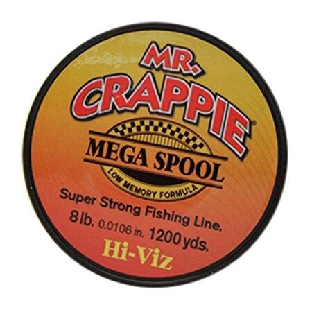 Mr. Crappie Monfilament Line Mega Spool 8Lb 1200Yd HiViz MC8HV